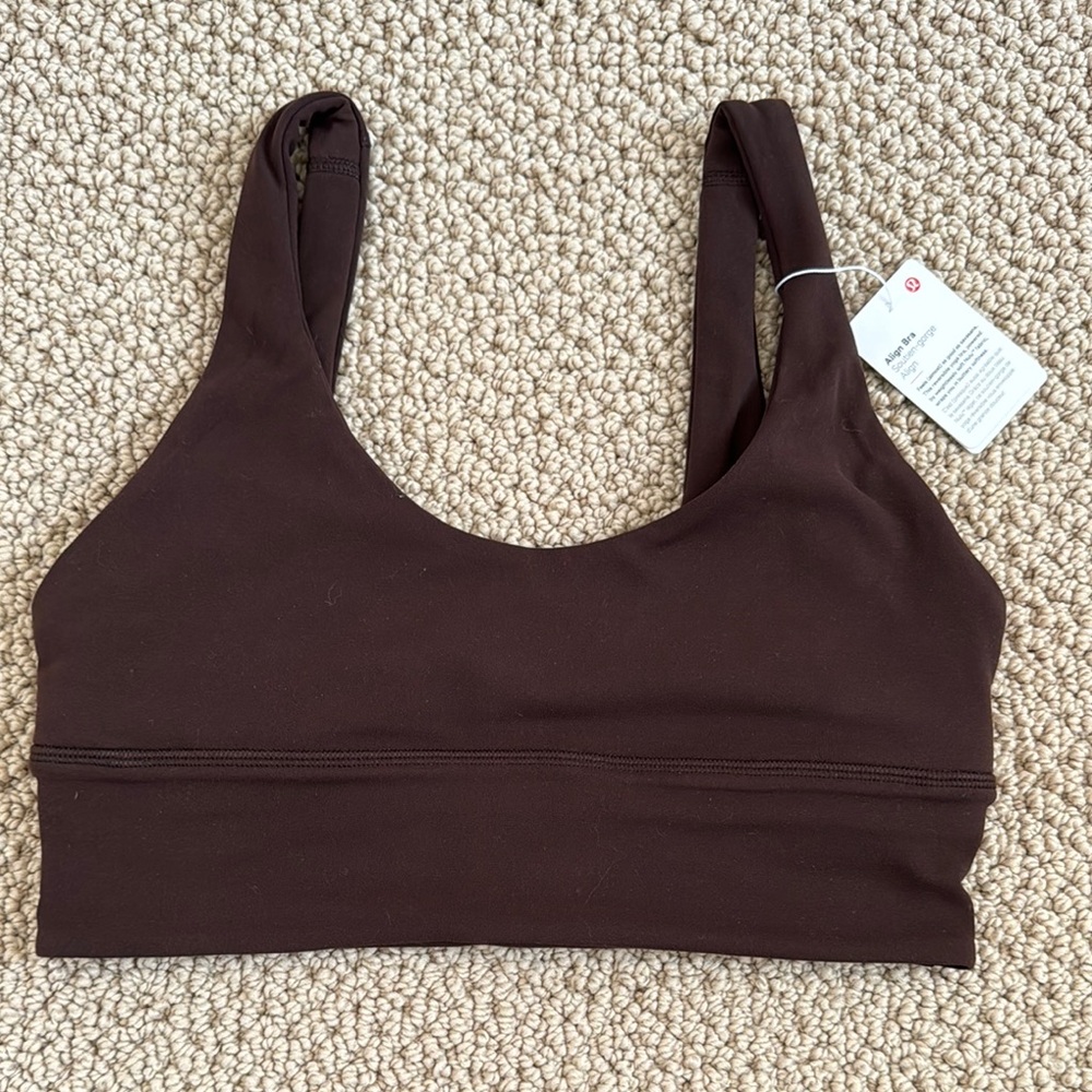 BNWT Lululemon Align Bra A/B cup French Press dark brown size 6